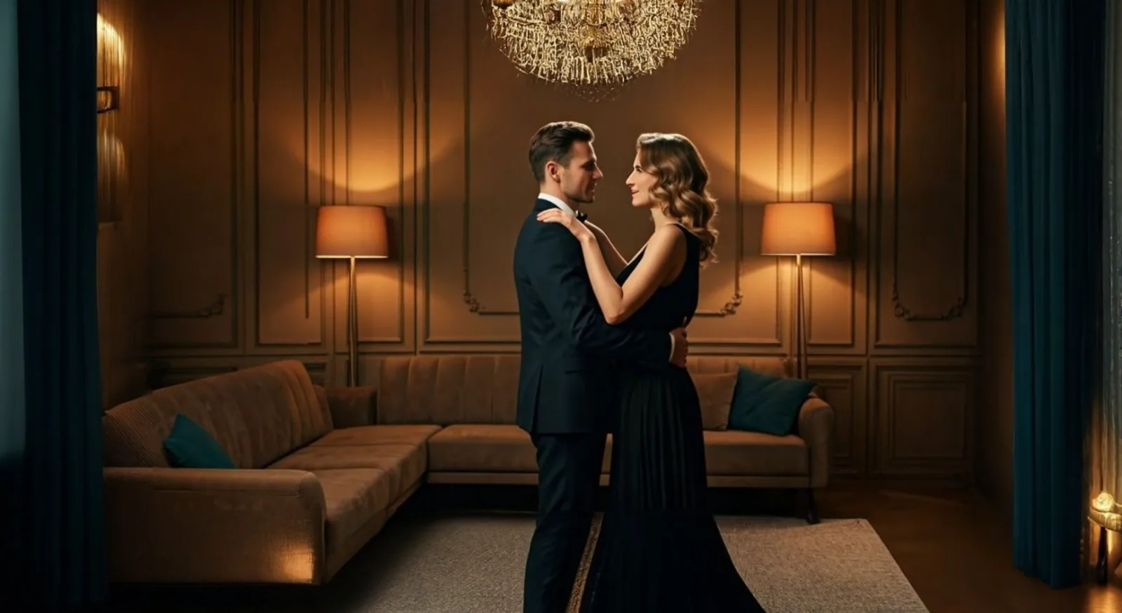 Elegantly dressed couple dancing — TUX urology practice in Nashville